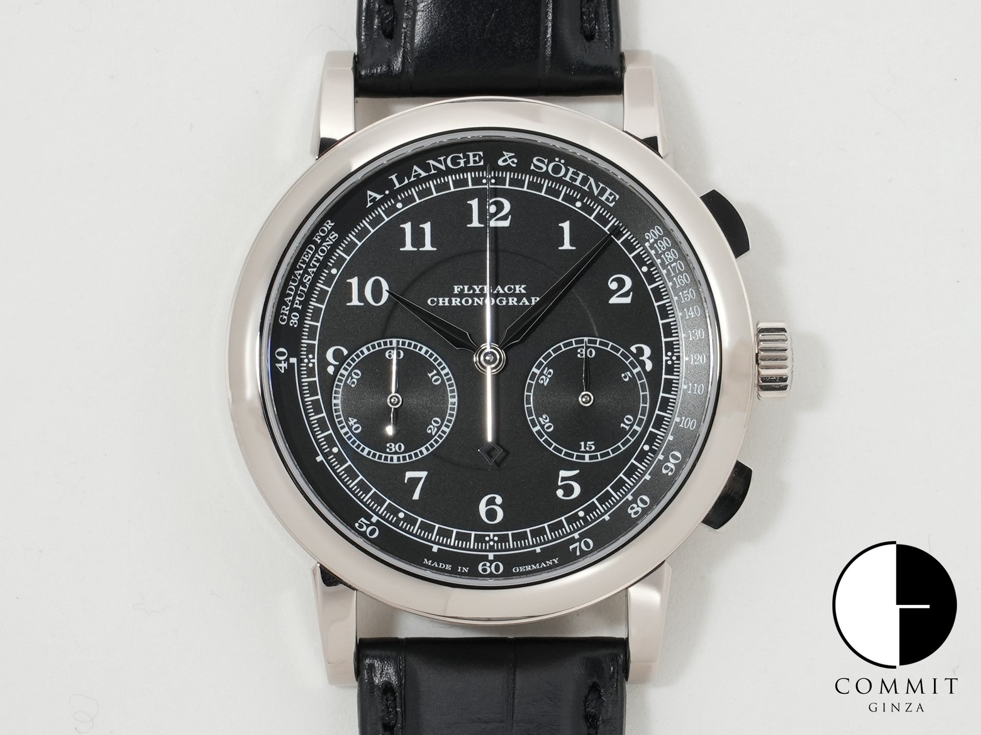 A. Lange &amp; Söhne 1815 Chronograph Ref. 414.028 White Gold Black Dial Excellent Condition rwf2q93a