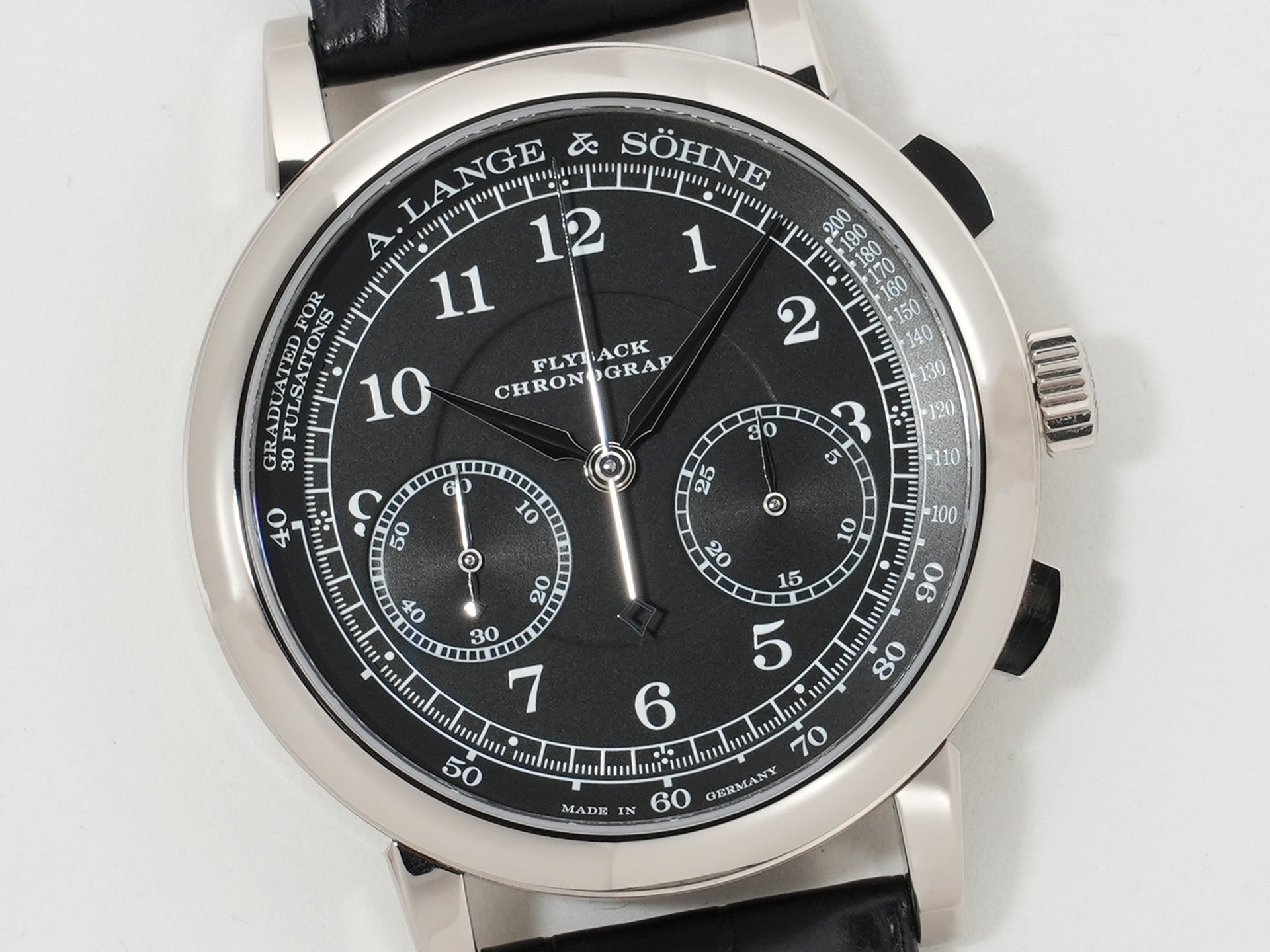 A. Lange &amp; Söhne 1815 Chronograph Ref. 414.028 White Gold Black Dial Excellent Condition rwf2q93a