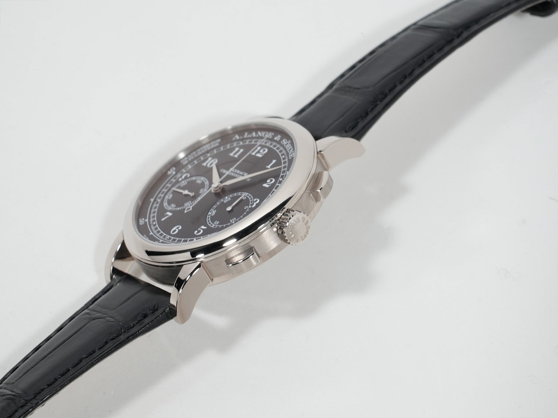 A. Lange &amp; Söhne 1815 Chronograph Ref. 414.028 White Gold Black Dial Excellent Condition rwf2q93a