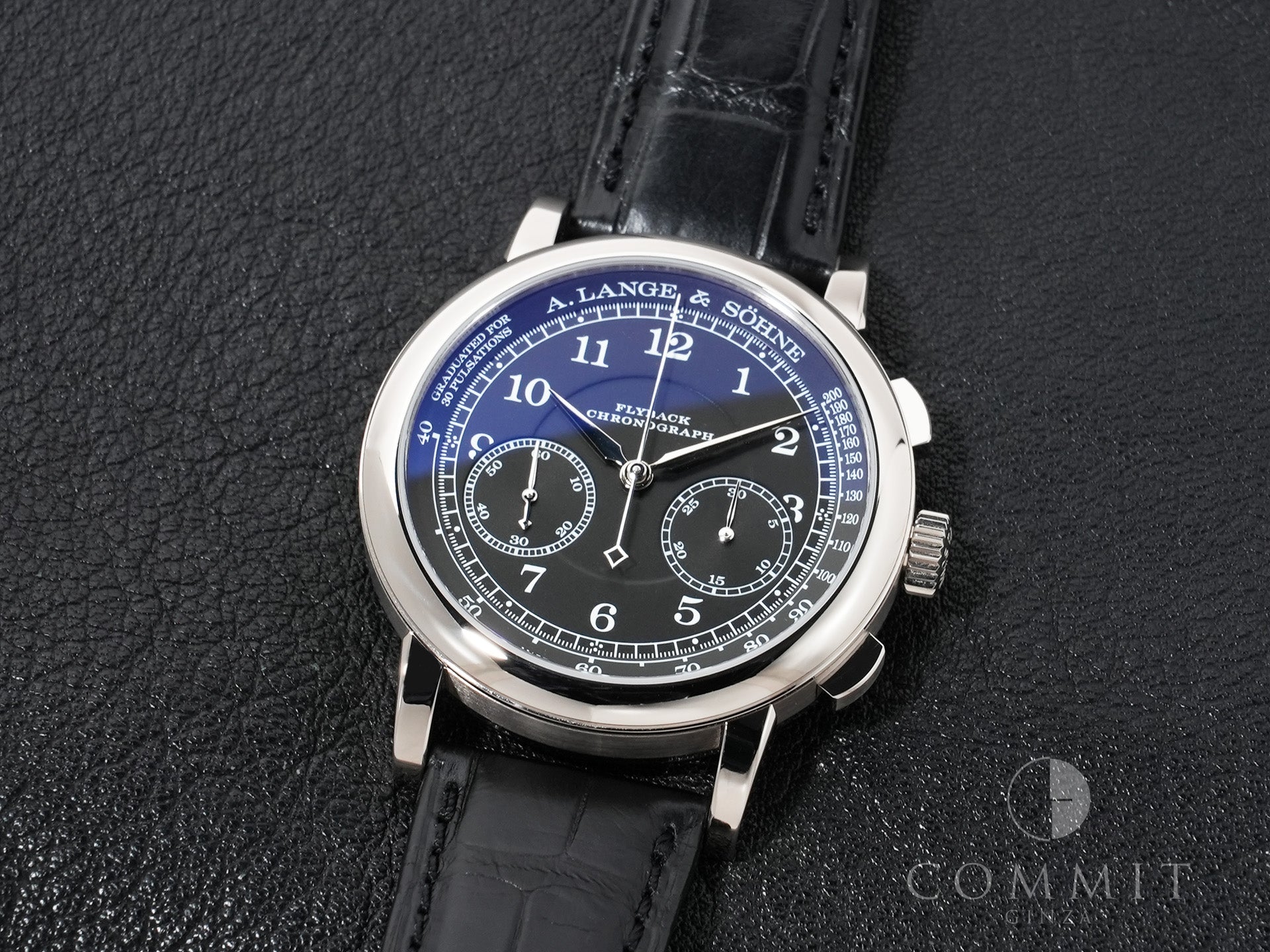 A. Lange &amp; Söhne 1815 Chronograph Ref. 414.028 White Gold Black Dial Excellent Condition rwf2q93a