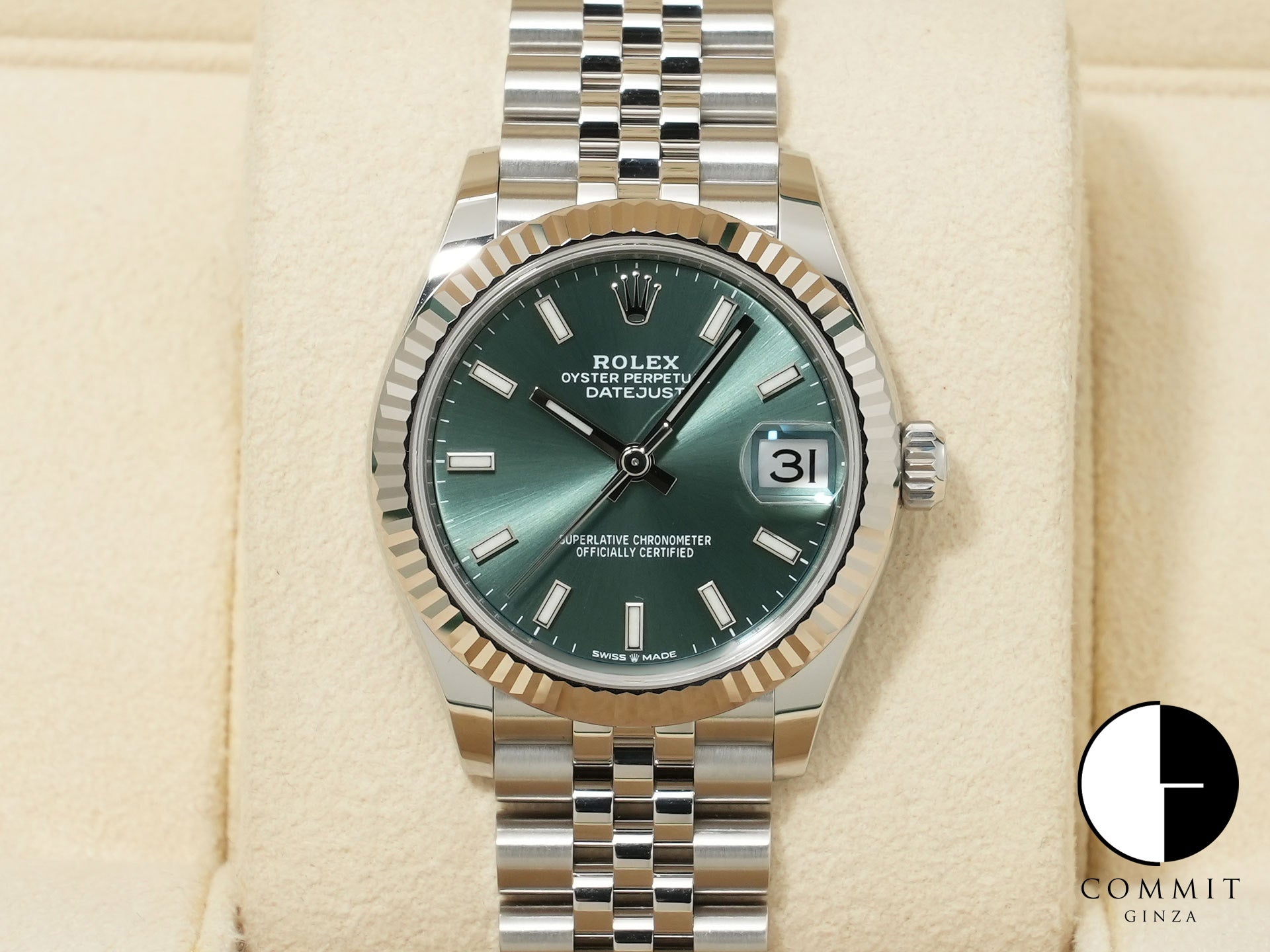 ロレックス デイトジャスト31 Ref.278274 ステンレススチール/ホワイトゴールド ミントグリーン文字盤 ジュビリーブレスレット 未使用 jro5yqsr