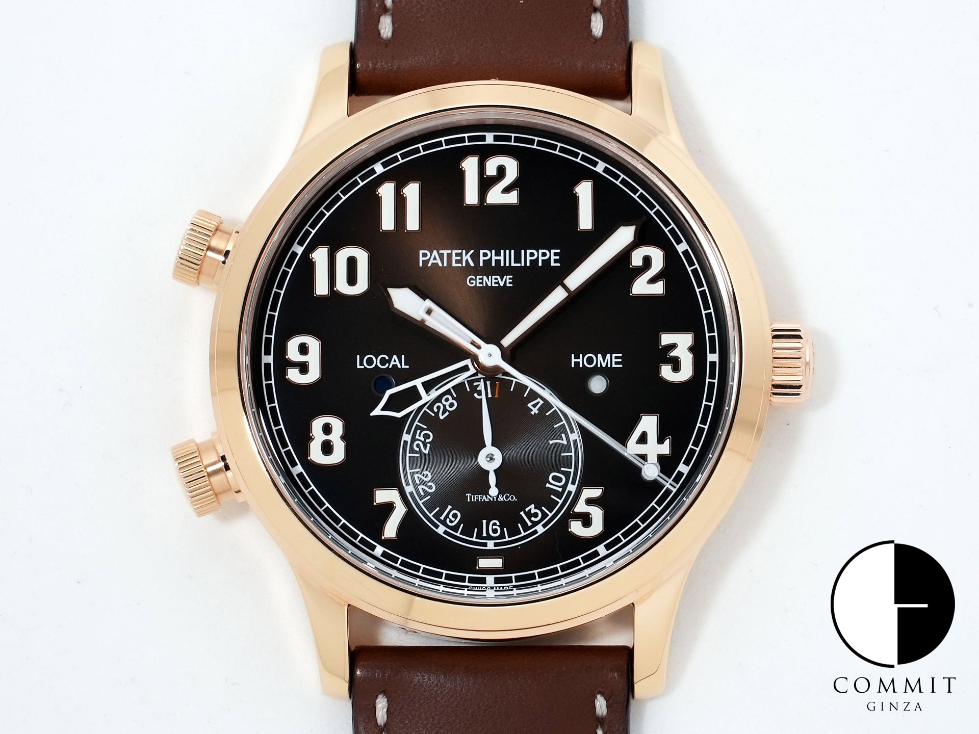 Patek Philippe Calatrava Pilot Travel Time TIFFANY &amp; CO. Ref. 5524R-001 Rose Gold Brown Sunset Dial Pre-owned pkijrx5a