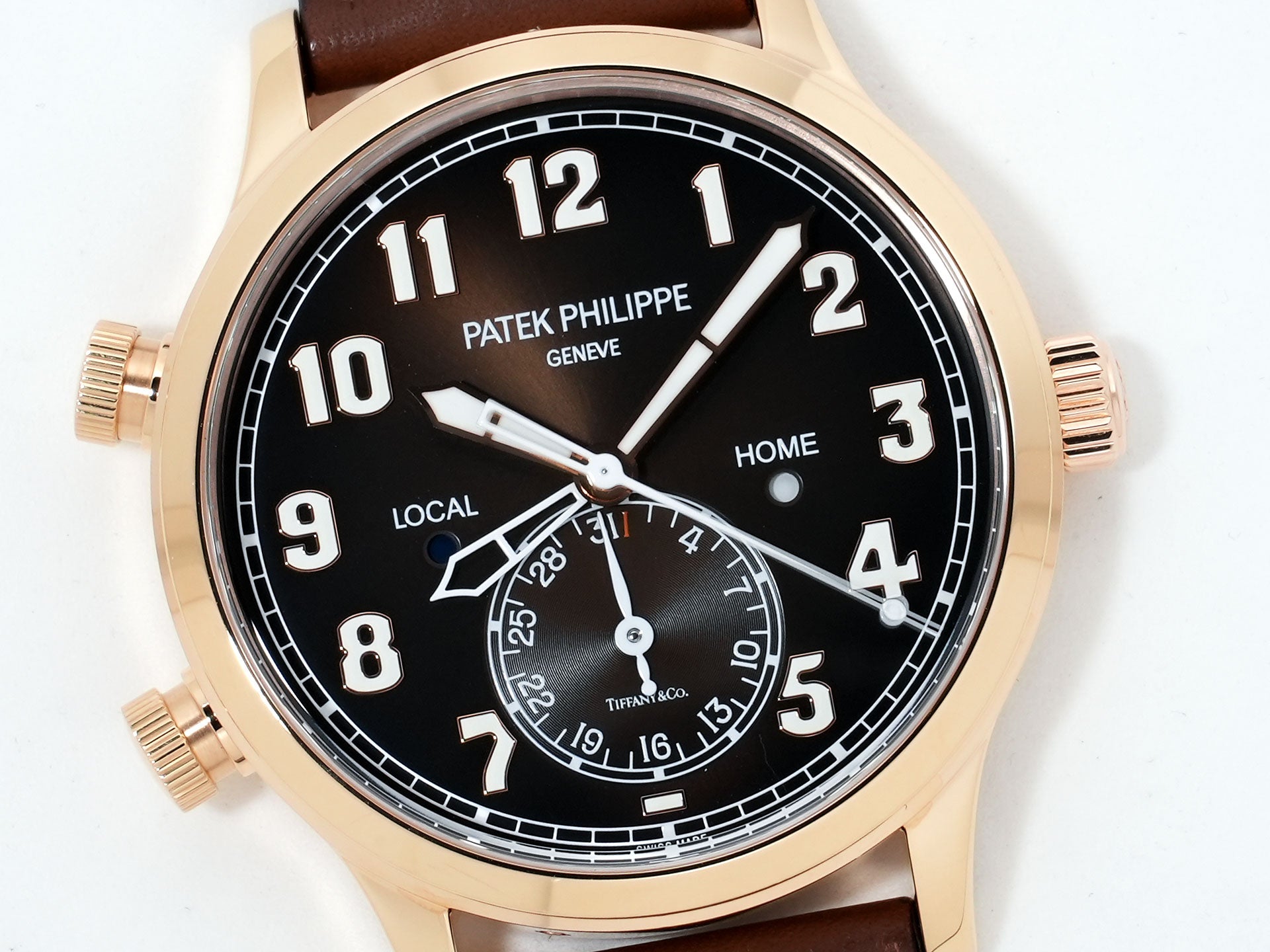 Patek Philippe Calatrava Pilot Travel Time TIFFANY &amp; CO. Ref. 5524R-001 Rose Gold Brown Sunset Dial Pre-owned pkijrx5a