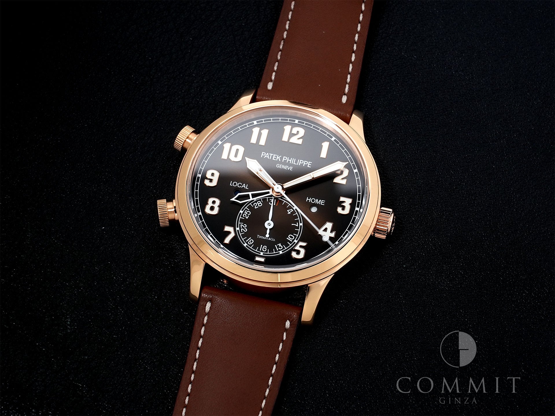 Patek Philippe Calatrava Pilot Travel Time TIFFANY &amp; CO. Ref. 5524R-001 Rose Gold Brown Sunset Dial Pre-owned pkijrx5a