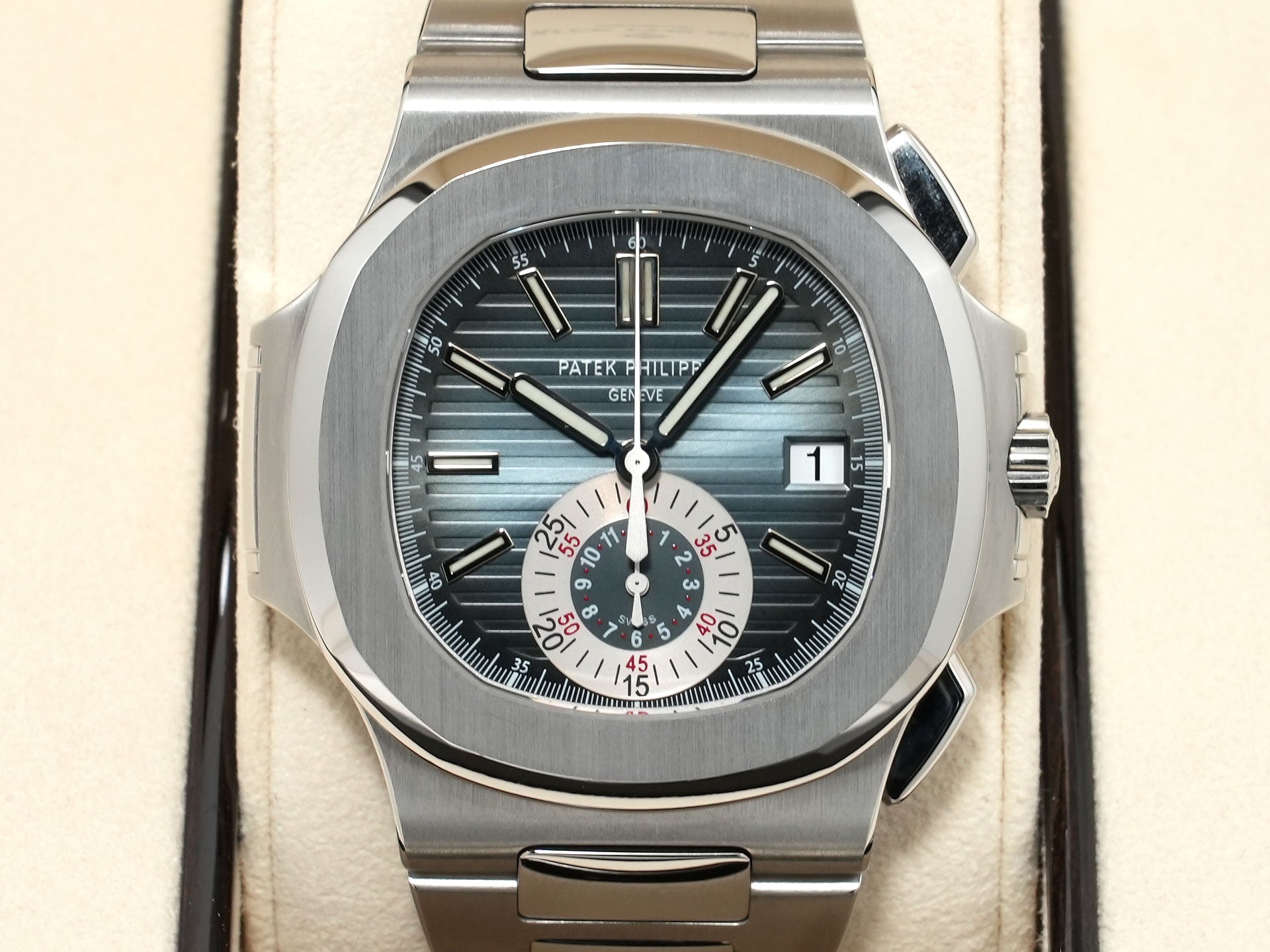 Patek Philippe Nautilus Chronograph Ref. 5980/1A-001 Stainless Steel Blue Dial Pre-owned yfjs2qy4