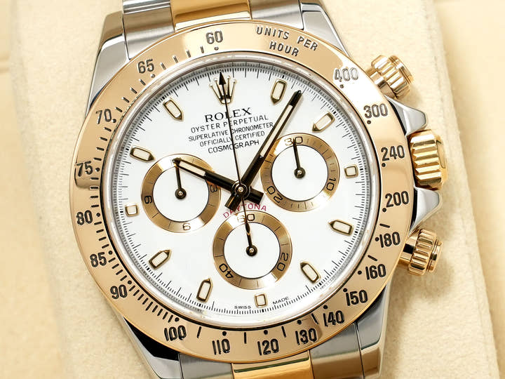 ロレックス デイトナ Ref.116523 ステンレススチール/イエローゴールド ホワイト文字盤 美中古 9futvzqf