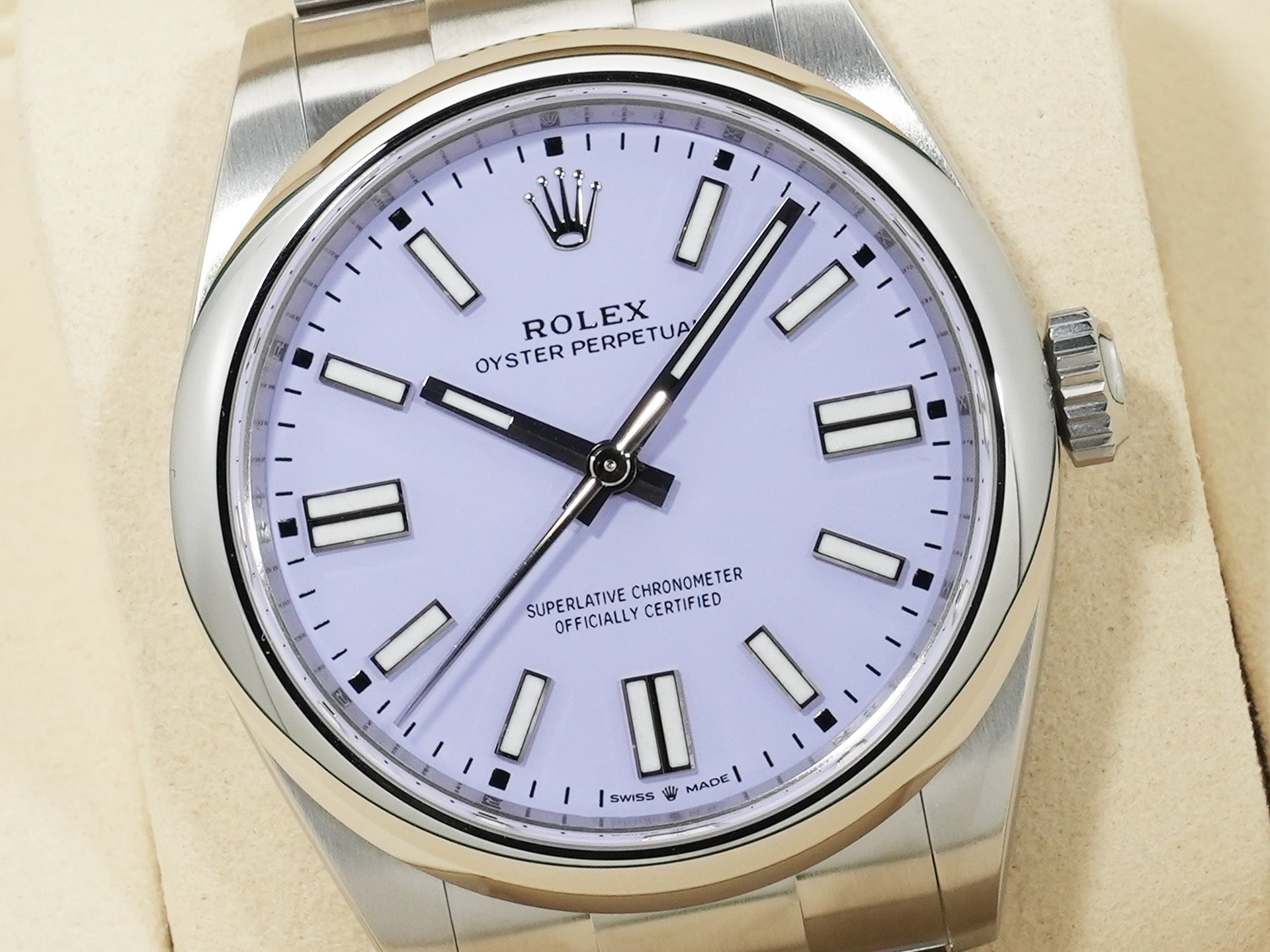 ロレックス オイスターパーペチュアル41 Ref.134300 ステンレススチール ラベンダー文字盤 未使用 fo6gqdnu