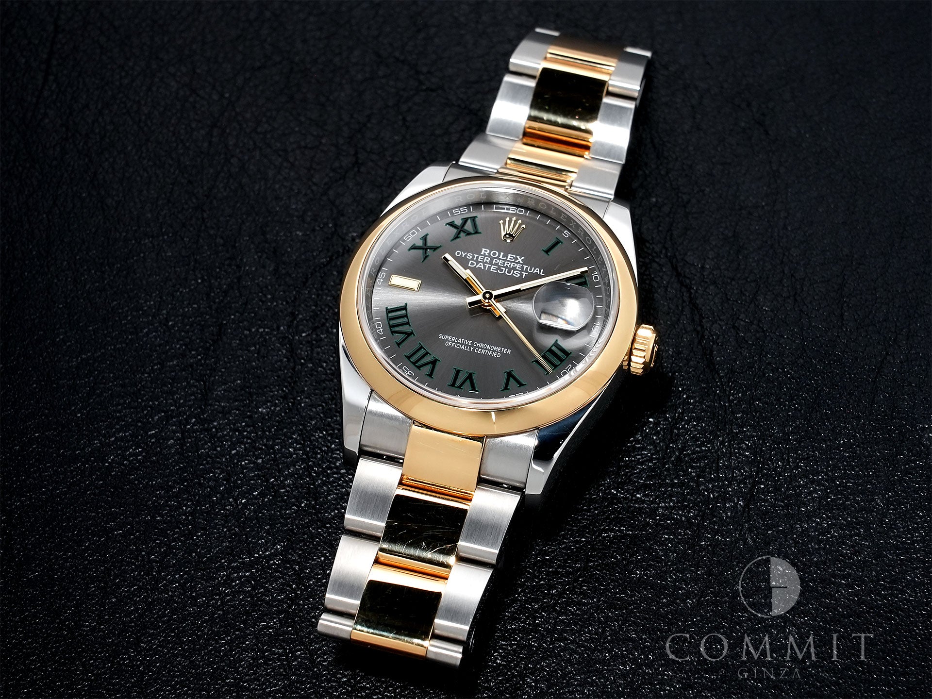 ロレックス デイトジャスト36 Ref.126203 ステンレススチール/イエローゴールド スレートローマン文字盤 オイスターブレスレット 中古 xafwm2st