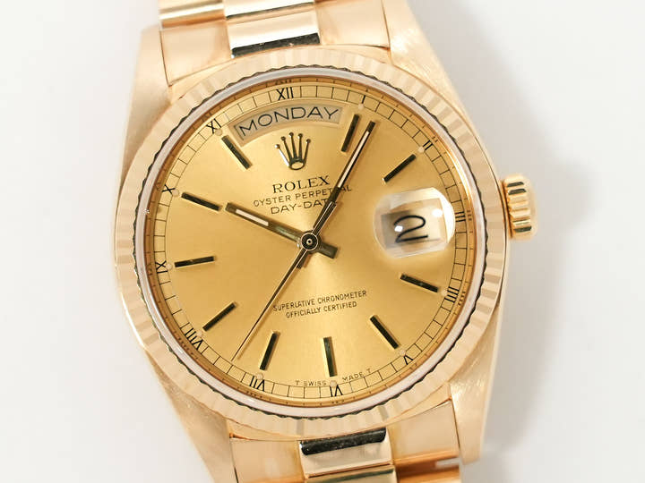 ロレックス デイデイト36 Ref.18038 イエローゴールド シャンパン文字盤 中古 9cw6xrsr