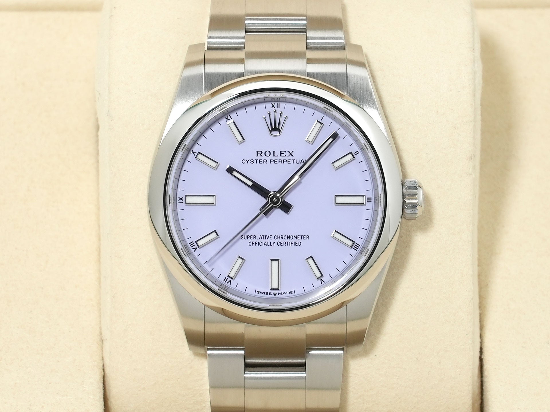 ロレックス オイスターパーペチュアル34 Ref.124200 ステンレススチール ラベンダー文字盤 未使用 fao5fu3q
