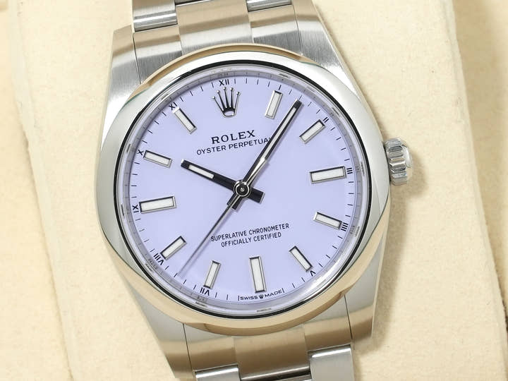ロレックス オイスターパーペチュアル34 Ref.124200 ステンレススチール ラベンダー文字盤 未使用 fao5fu3q