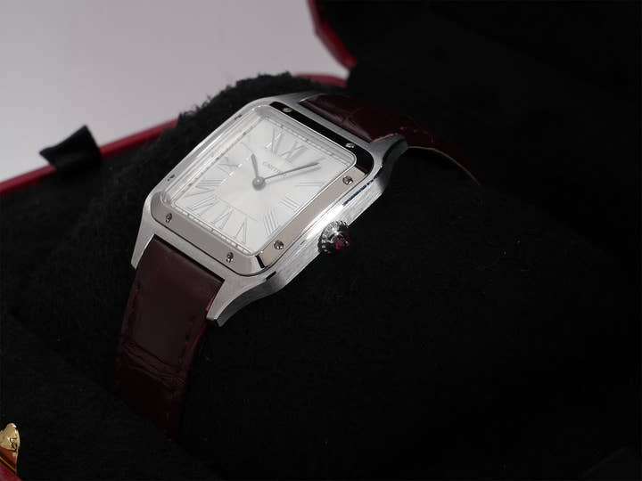 カルティエ サントス デュモン LM ル ブレジル Ref.WGSA0034 プラチナ シルバー文字盤 中古 ffchr57v