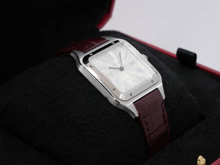 カルティエ サントス デュモン LM ル ブレジル Ref.WGSA0034 プラチナ シルバー文字盤 中古 ffchr57v