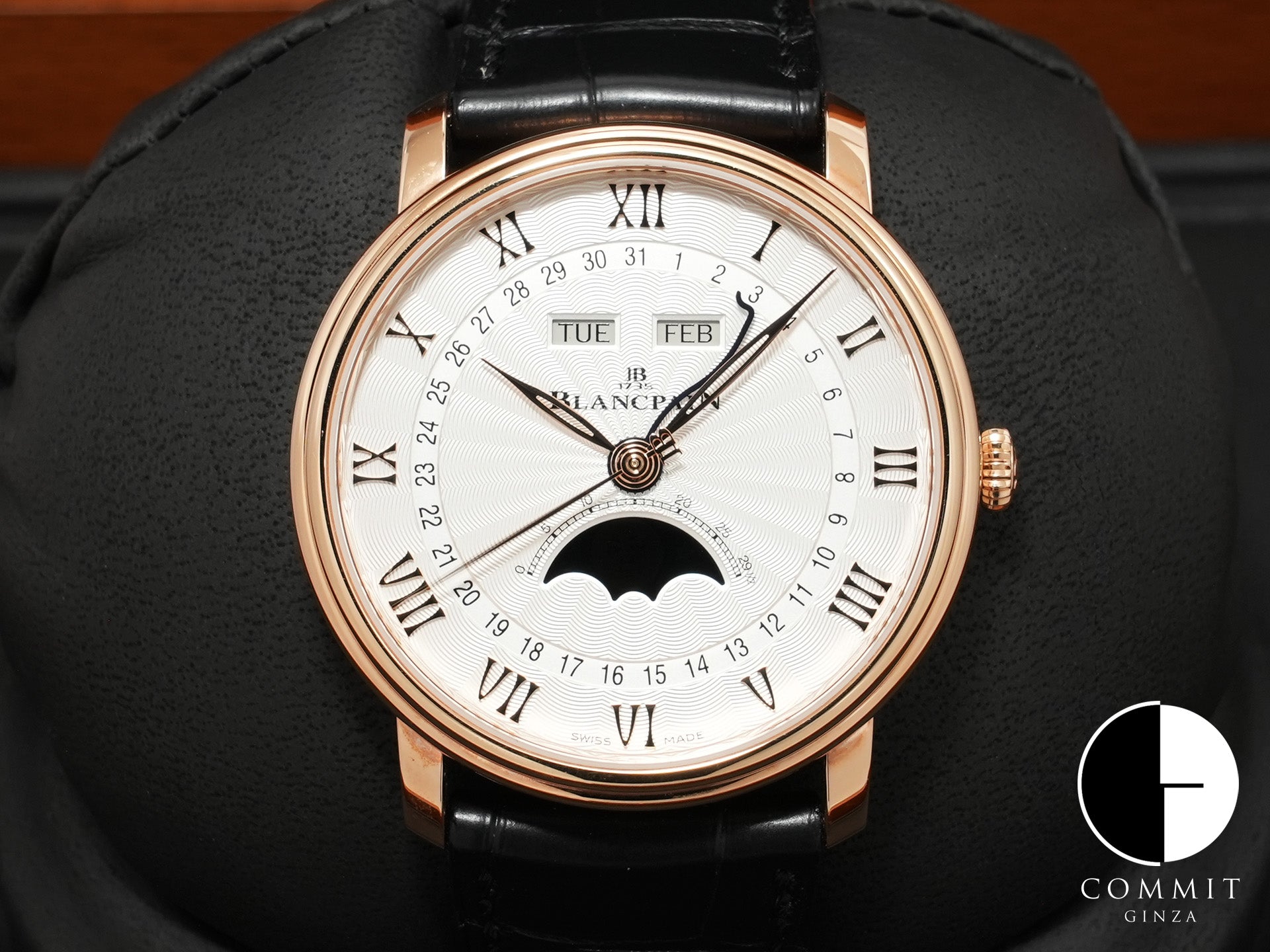 ブランパン ヴィルレ コンプリートカレンダー ハーフハンター Ref.6664 3642 55B レッドゴールド シルバー文字盤 中古 9pynt5as