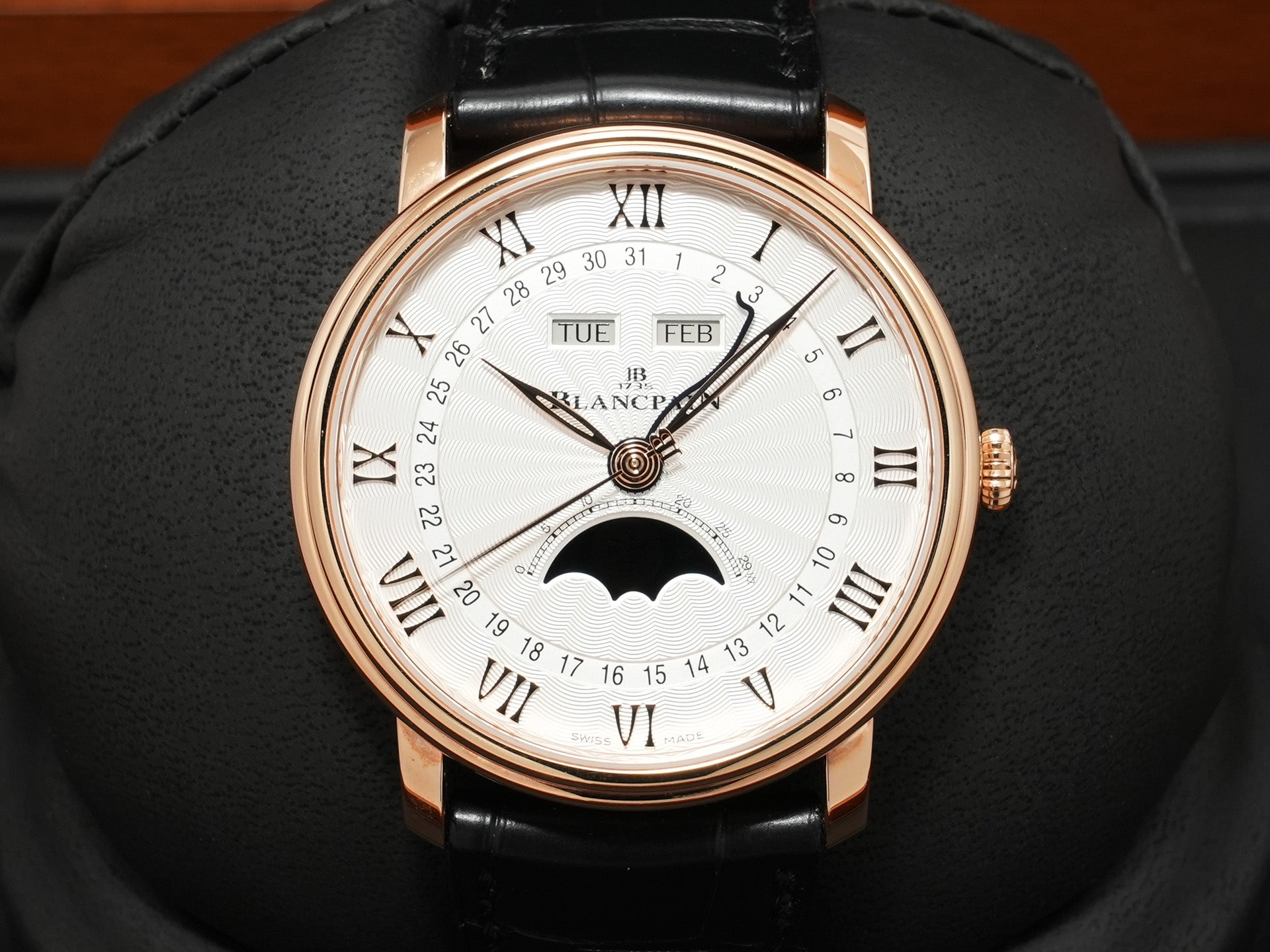 ブランパン ヴィルレ コンプリートカレンダー ハーフハンター Ref.6664 3642 55B レッドゴールド シルバー文字盤 中古 9pynt5as