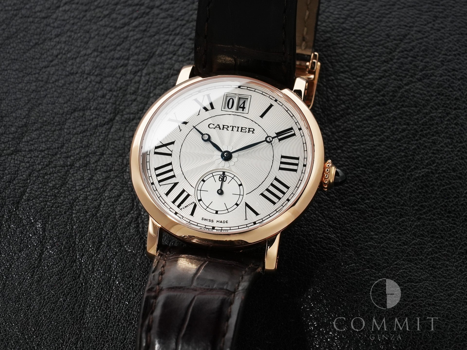 Cartier Rotonde de Cartier Large Date Ref. W1552751 Pink Gold Silver Dial Pre-owned 3q49tsnc