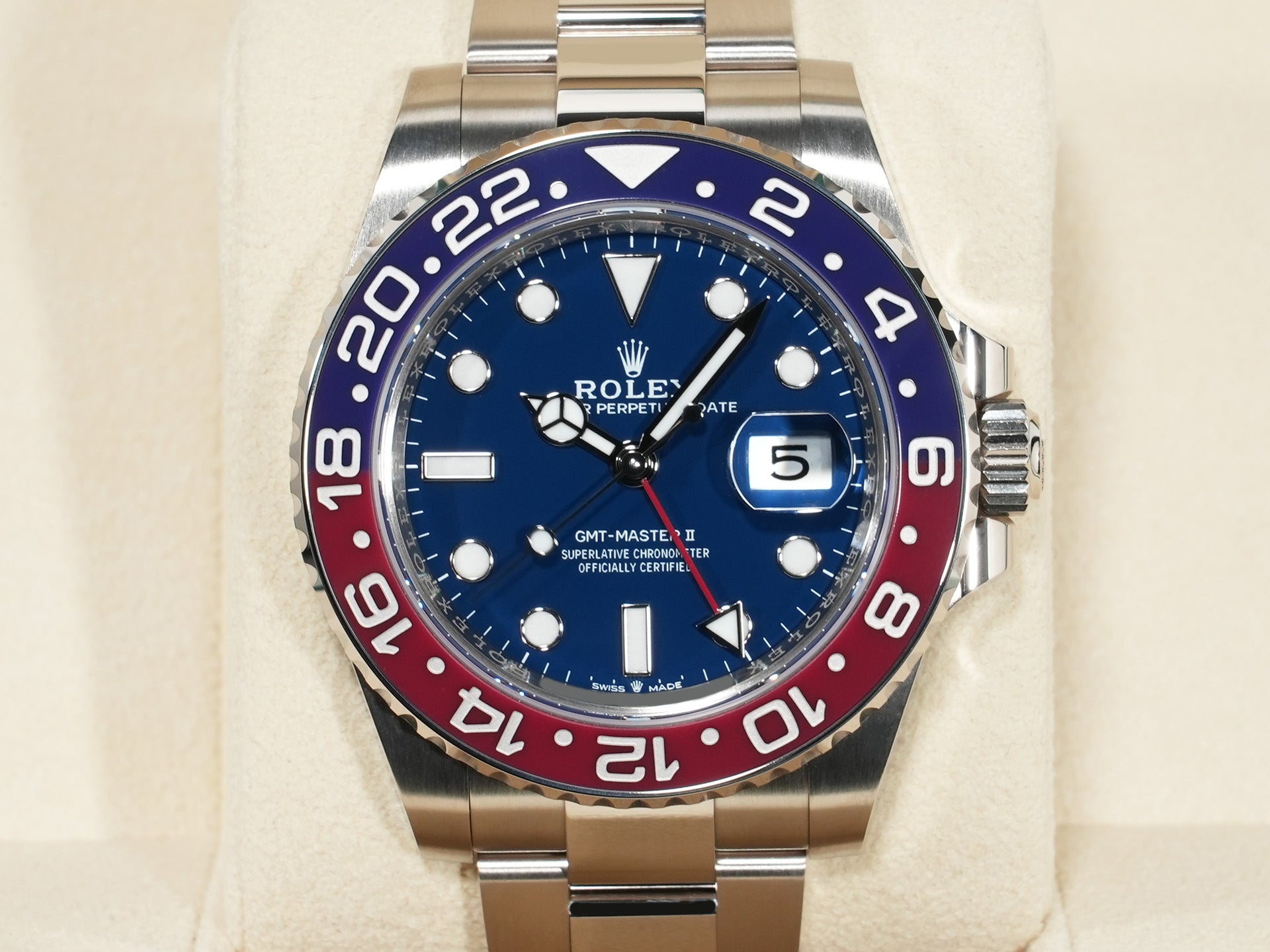ロレックス GMTマスターII Ref.126719BLRO ホワイトゴールド ミッドナイトブルー文字盤 オイスターブレスレット 未使用 8pe8uxd9