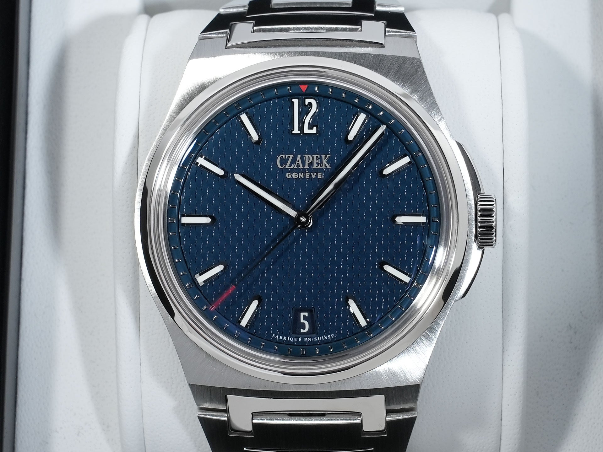 チャペック アンタークティック パサージュ ドゥ ドレーク Ref.- ステンレススチール ディープブルー文字盤 美品 oxphfojt