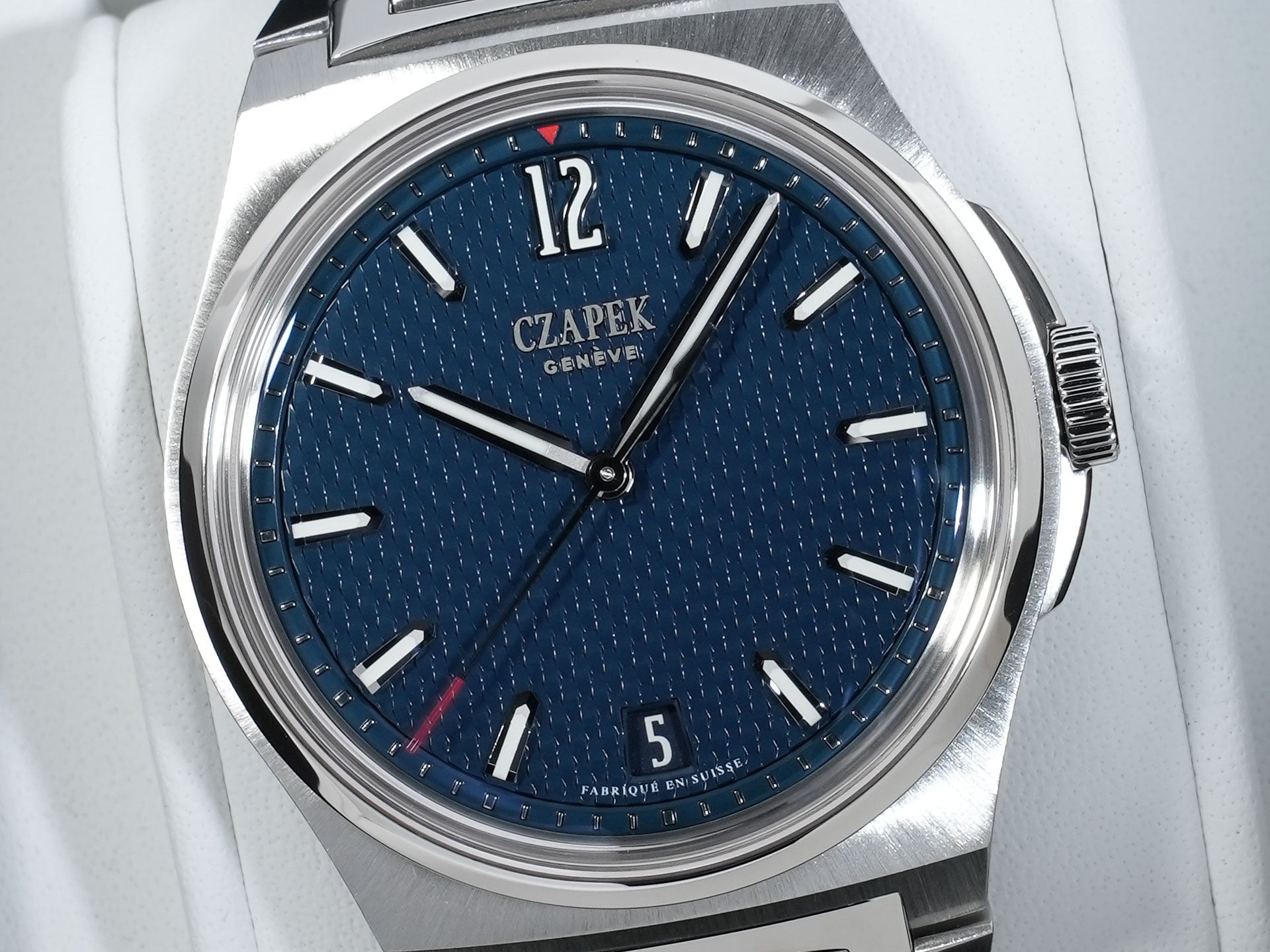 チャペック アンタークティック パサージュ ドゥ ドレーク Ref.- ステンレススチール ディープブルー文字盤 美品 oxphfojt