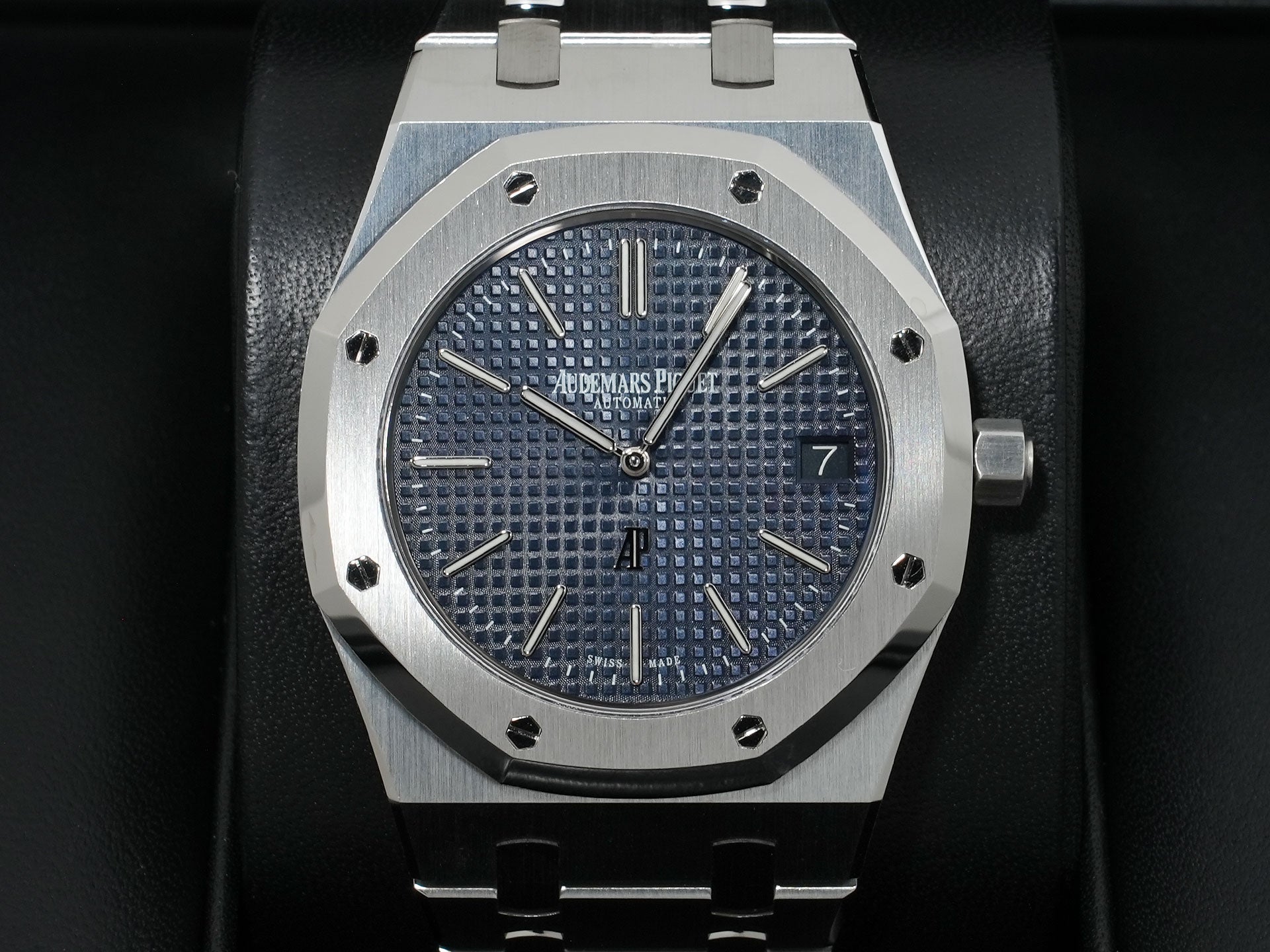 オーデマピゲ ロイヤルオーク ジャンボ エクストラ シン Ref.15202ST.OO.1240ST.01 ステンレススチール ブルー文字盤 極美品 e54twpmj