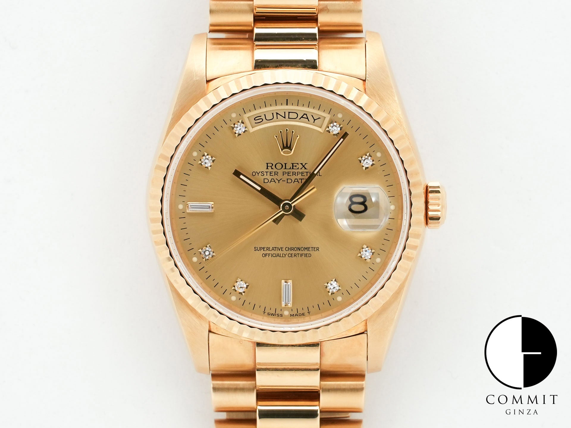 ロレックス デイデイト36 Ref.18238A イエローゴールド シャンパンx10Pダイヤ文字盤 中古 83t9gpuh