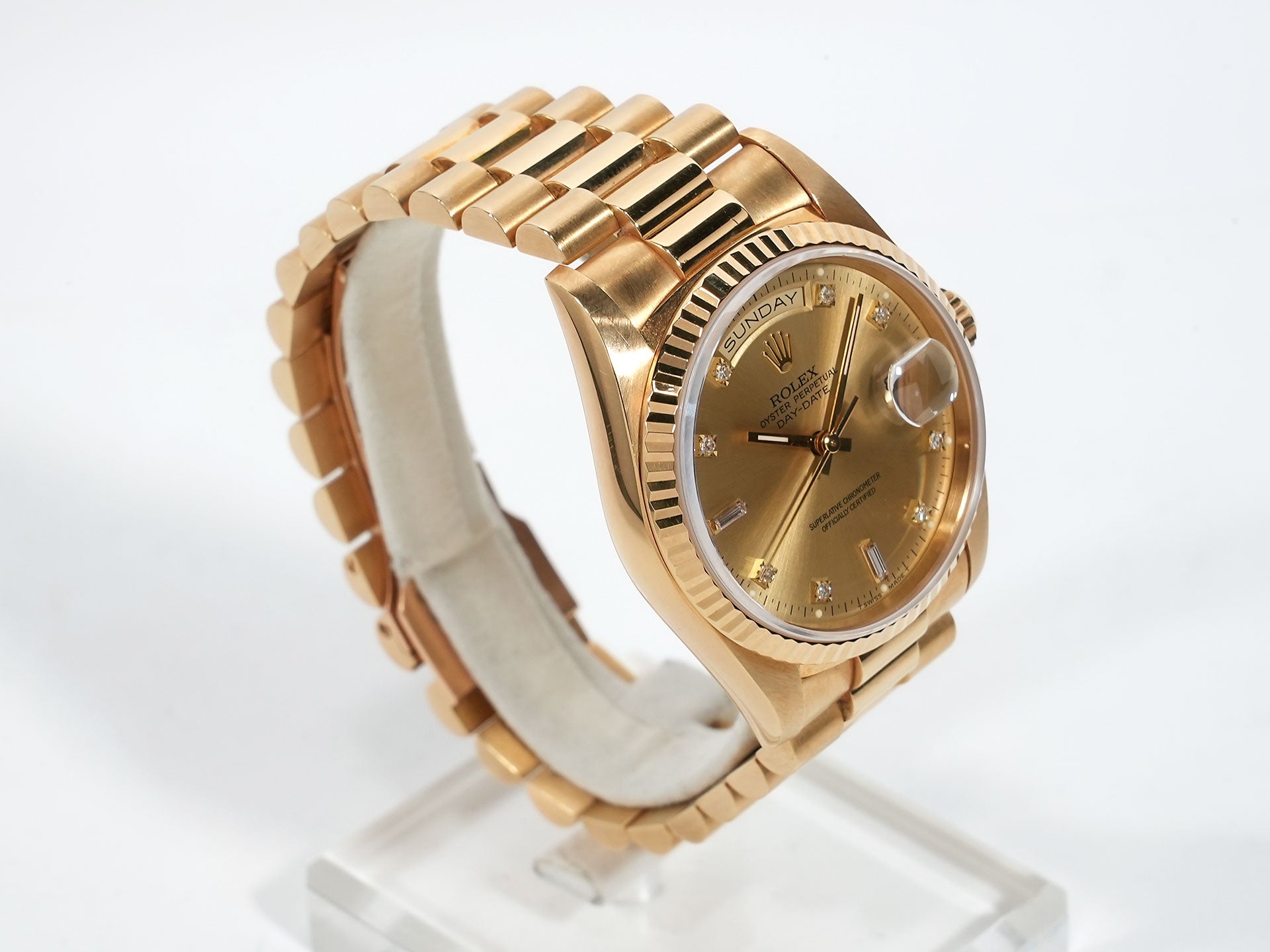 ロレックス デイデイト36 Ref.18238A イエローゴールド シャンパンx10Pダイヤ文字盤 中古 83t9gpuh