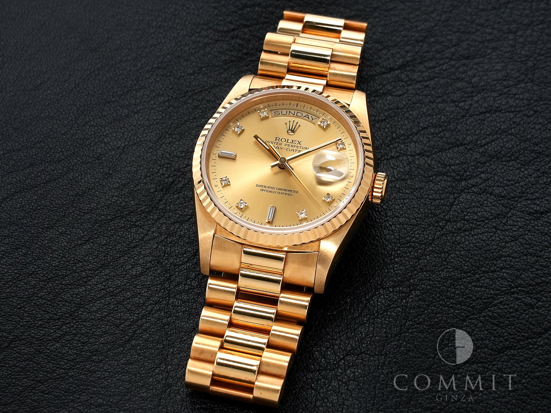 ロレックス デイデイト36 Ref.18238A イエローゴールド シャンパンx10Pダイヤ文字盤 中古 83t9gpuh