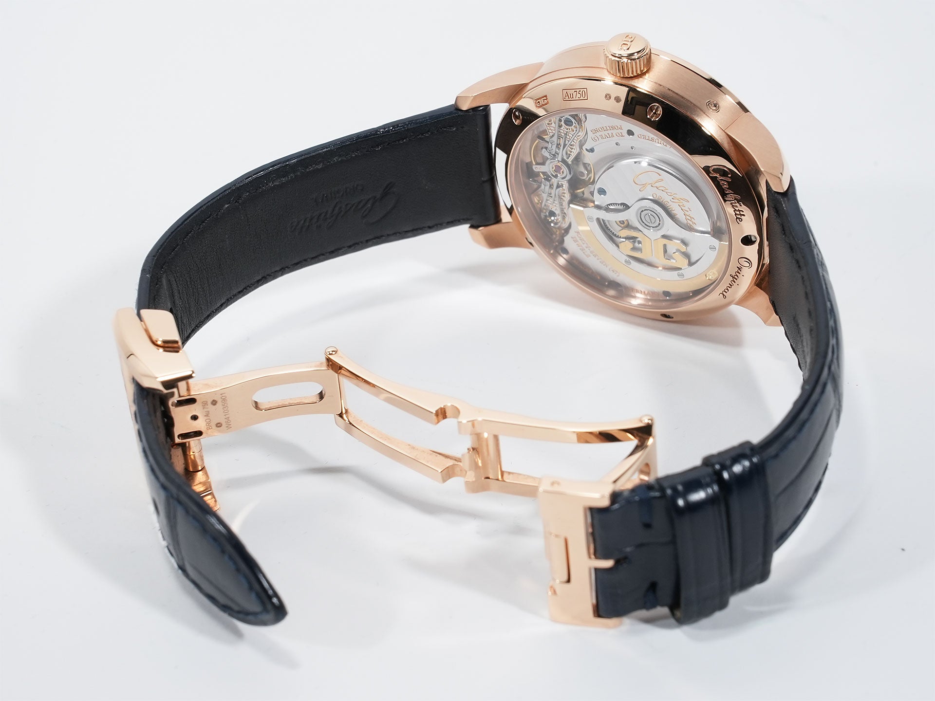 グラスヒュッテオリジナル パナマティック ルナ Ref.1-90-02-11-35-61 レッドゴールド ブルー文字盤 中古 jufxy2ab