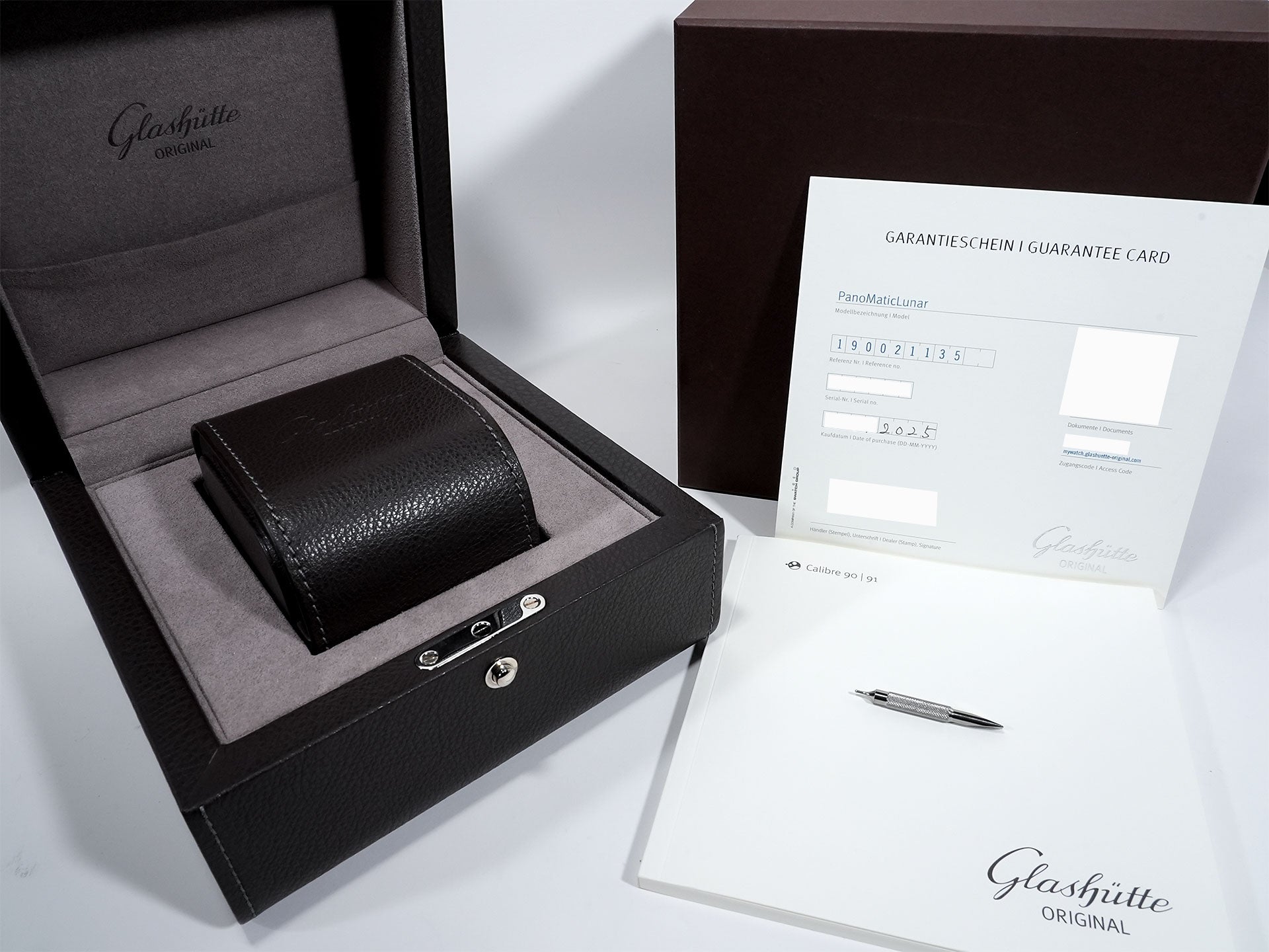 グラスヒュッテオリジナル パナマティック ルナ Ref.1-90-02-11-35-61 レッドゴールド ブルー文字盤 中古 jufxy2ab