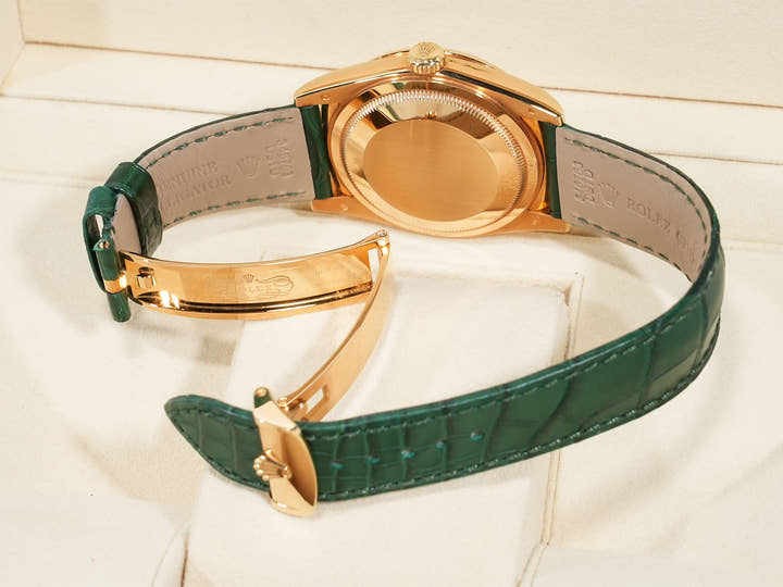 ロレックス デイデイト36 Ref.118138 イエローゴールド グリーンアラビアxパヴェダイヤ文字盤 美中古 5jn4vv93