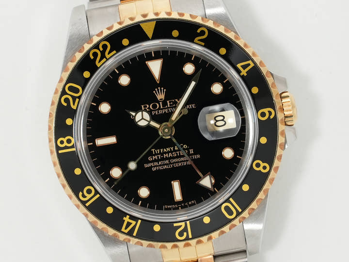 ロレックス GMTマスターII TIFFANY&CO. Ref.16713 ステンレススチール/イエローゴールド ブラック文字盤 美中古 vjff9ry7