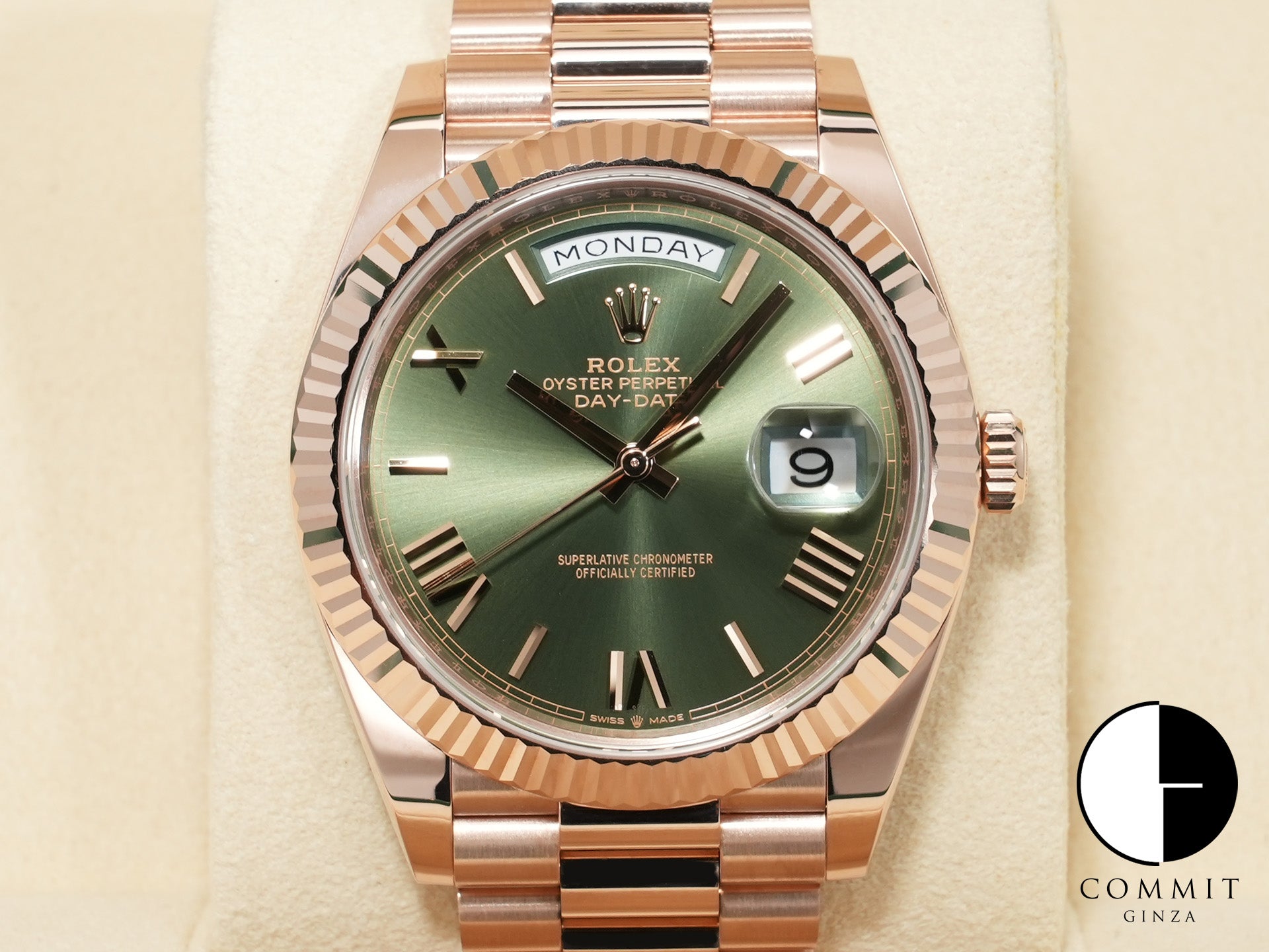 ロレックス デイデイト40 Ref.228235 エバーローズゴールド オリーブグリーン文字盤 美中古 2gmf5vkx