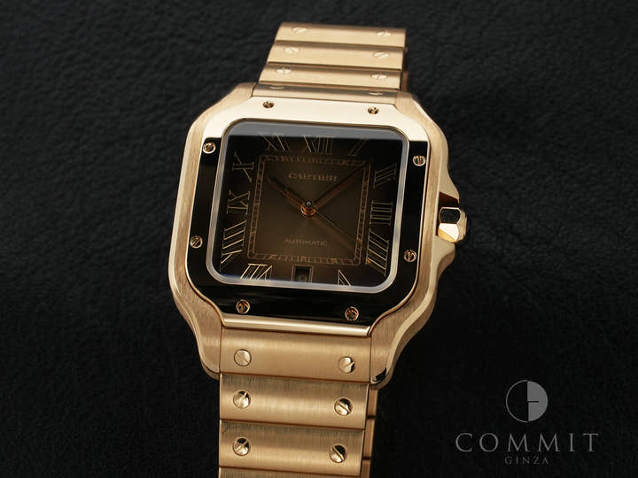 カルティエ サントス ドゥ カルティエ Ref.WGSA0095 イエローゴールド スモーキーブラウン文字盤 美中古 unk8dty2