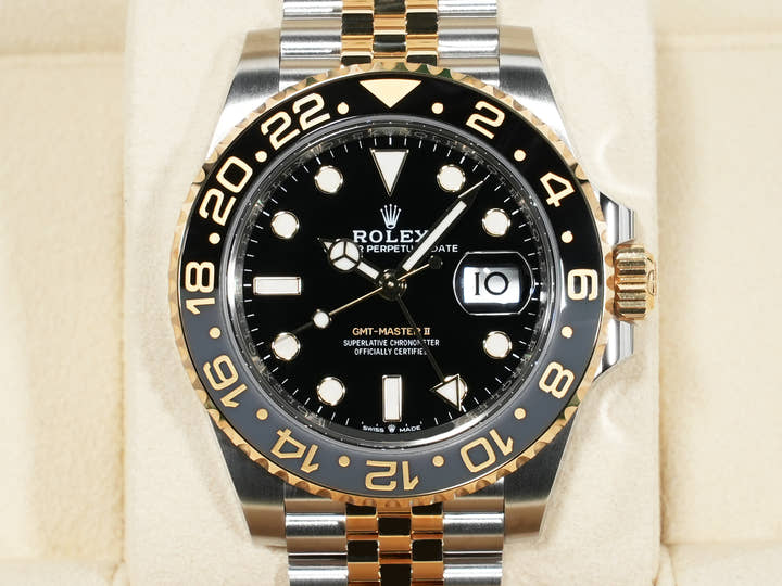 ロレックス GMTマスターII Ref.126713GRNR ステンレススチール/イエローゴールド ブラック文字盤 ジュビリーブレスレット 美品 rppwmkgk