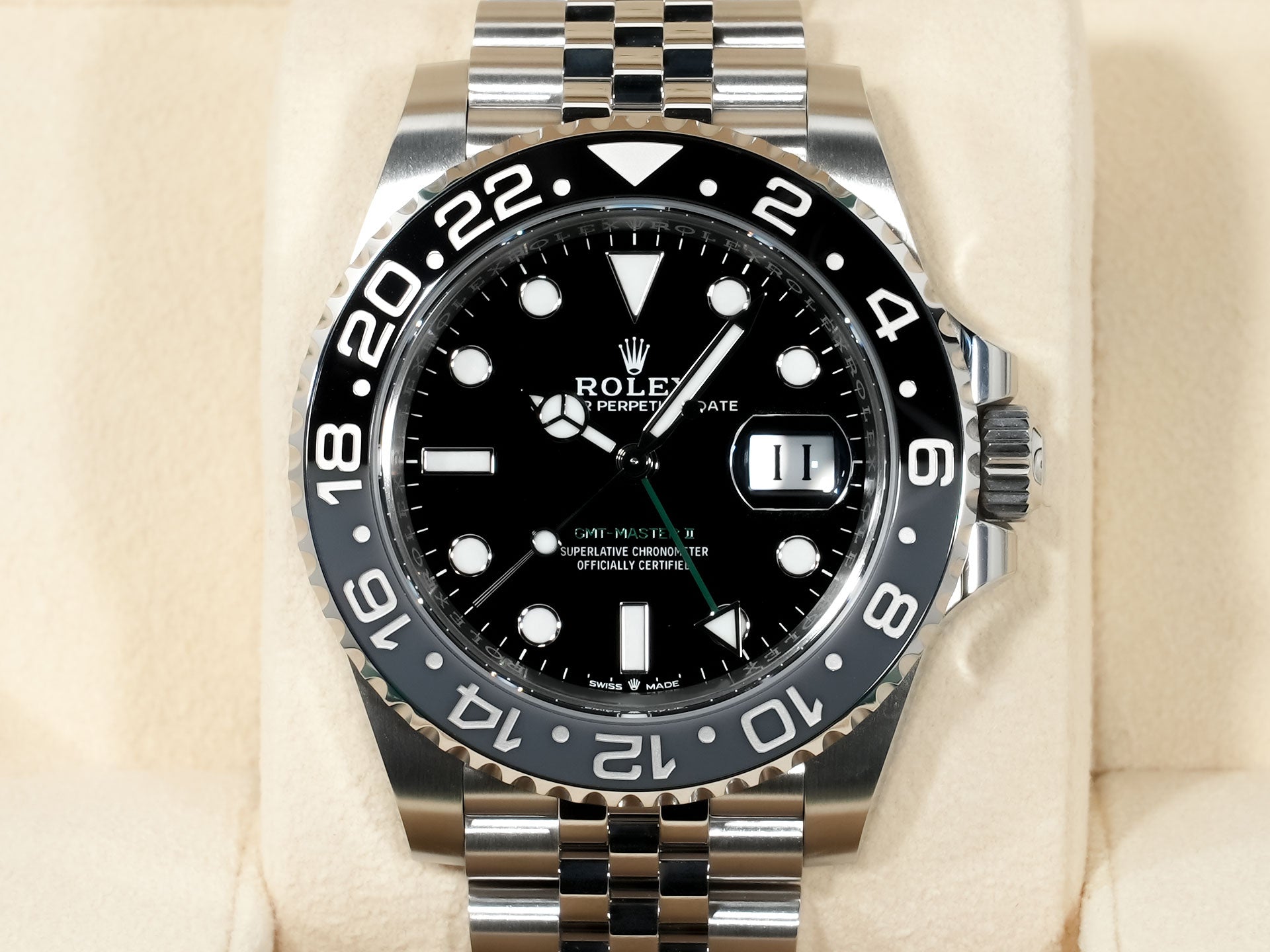 Rolex GMT-Master II Ref. 126710GRNR Stainless Steel Black Dial Jubilee Bracelet Unused 2qmr4fwt