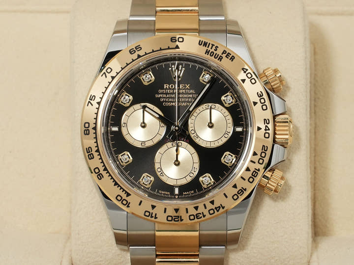 ロレックス デイトナ Ref.126503G ステンレススチール/イエローゴールド ブラックxゴールデンx8Pダイヤ文字盤 中古 wxiyhapz