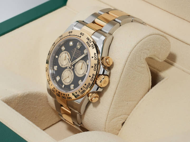 ロレックス デイトナ Ref.126503G ステンレススチール/イエローゴールド ブラックxゴールデンx8Pダイヤ文字盤 中古 wxiyhapz