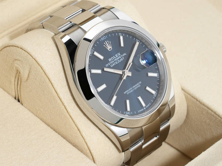 ロレックス デイトジャスト41 Ref.126300 ステンレススチール ブライトブルー文字盤 オイスターブレスレット 未使用 7px38zoy