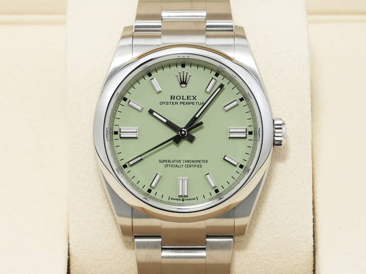 Rolex Oyster Perpetual 36 Ref. 126000 Stainless Steel Pistachio Dial Unused o4oc2edx