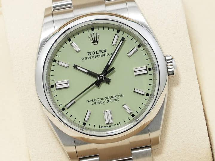 Rolex Oyster Perpetual 36 Ref. 126000 Stainless Steel Pistachio Dial Unused o4oc2edx