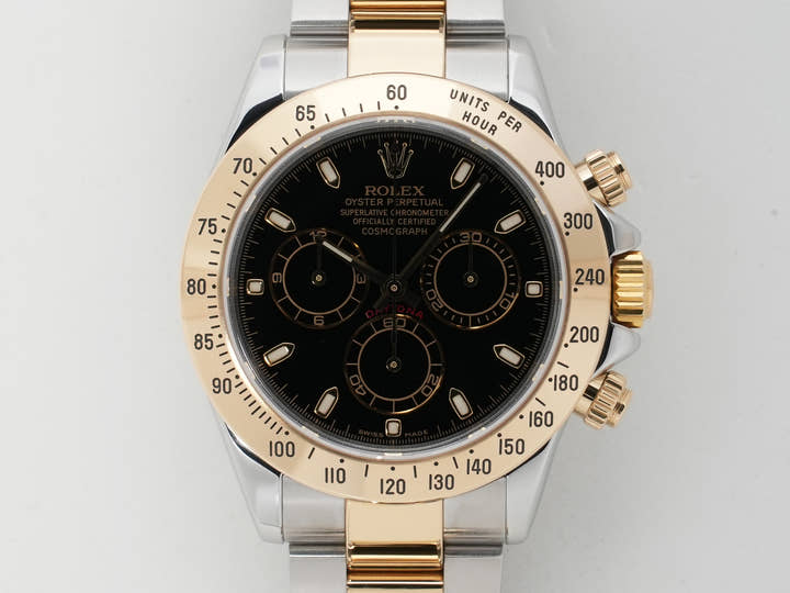 ロレックス デイトナ Ref.116523 ステンレススチール/イエローゴールド ブラック文字盤 美品 vs7j2nxv
