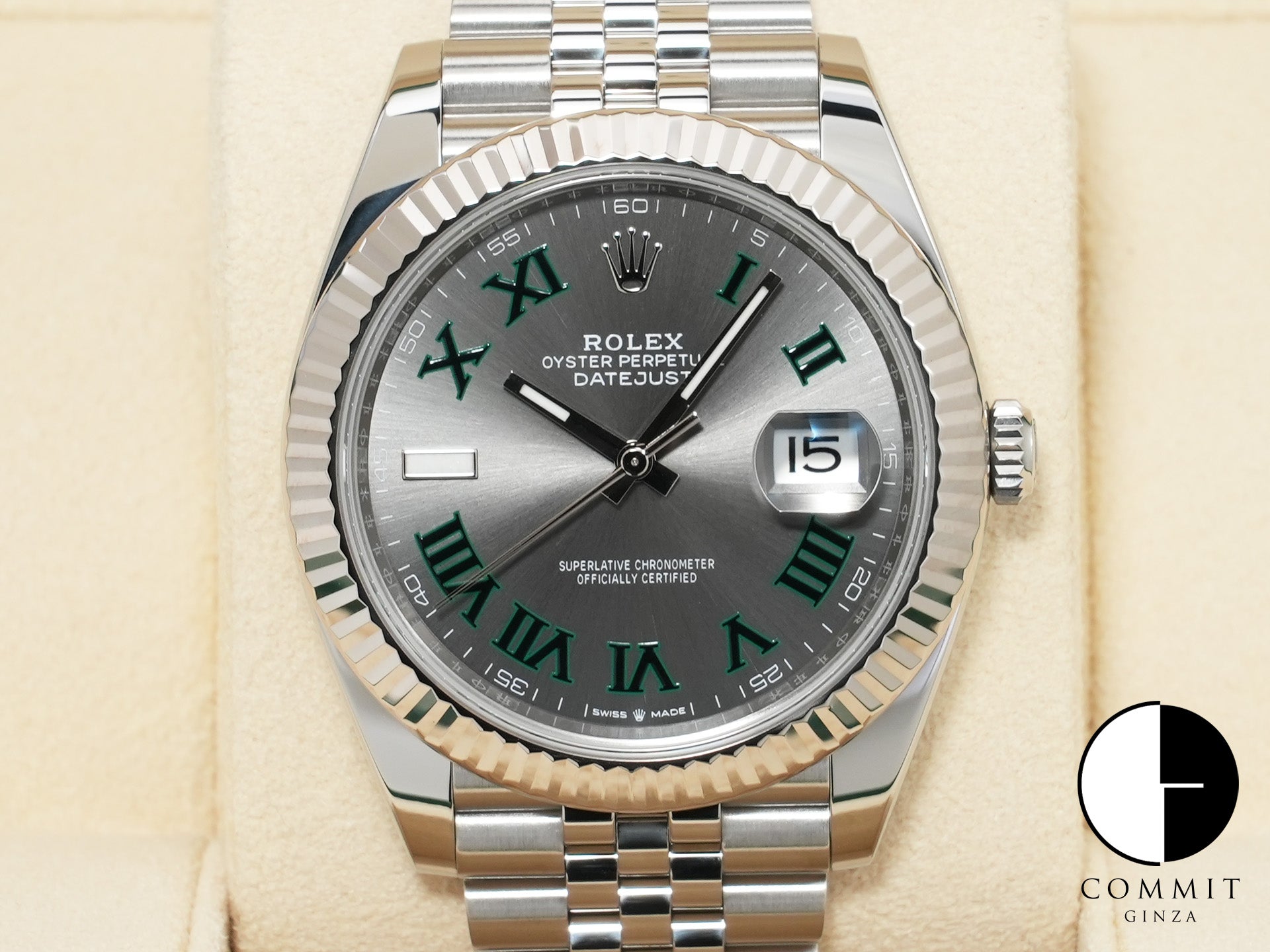 ロレックス デイトジャスト41 Ref.126334 ステンレススチール/ホワイトゴールド スレートローマン文字盤 ジュビリーブレスレット 美中古 fkhg33sc