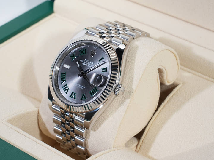 ロレックス デイトジャスト41 Ref.126334 ステンレススチール/ホワイトゴールド スレートローマン文字盤 ジュビリーブレスレット 美中古 fkhg33sc