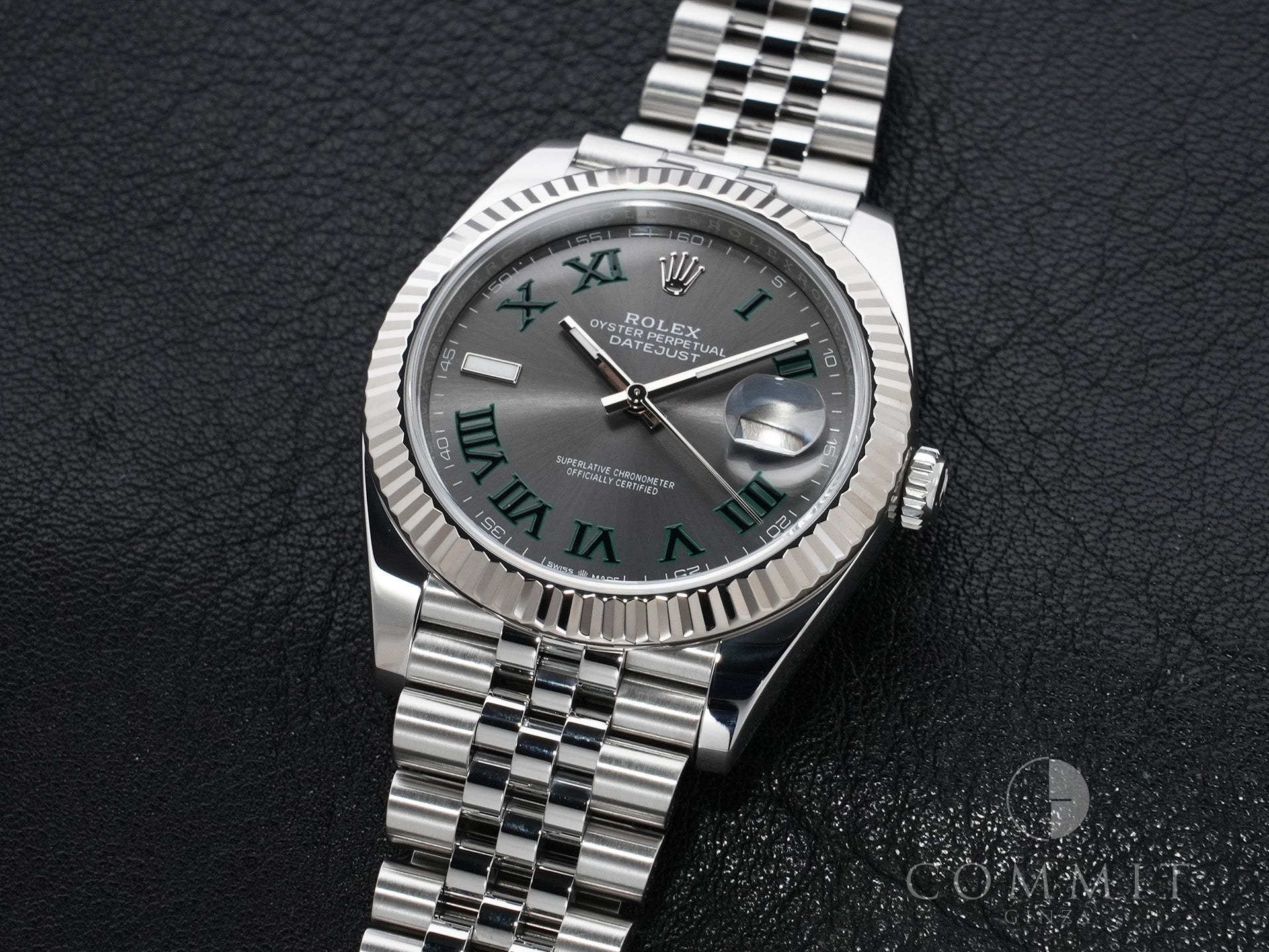 ロレックス デイトジャスト41 Ref.126334 ステンレススチール/ホワイトゴールド スレートローマン文字盤 ジュビリーブレスレット 美中古 fkhg33sc