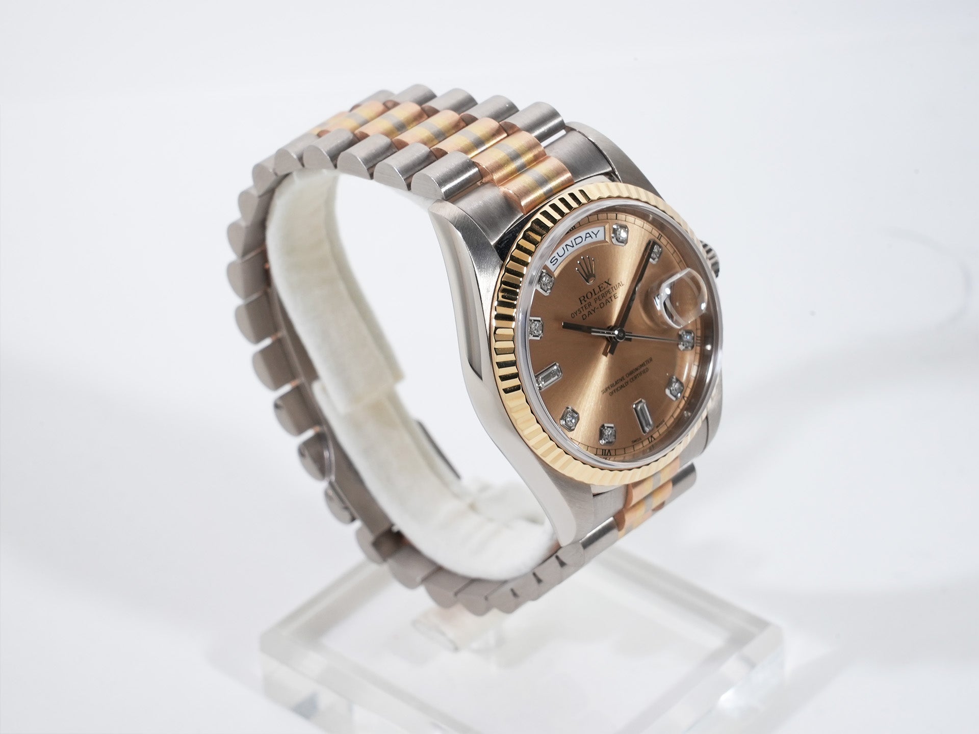 ロレックス デイデイト トリドール Ref.18239A BIC ホワイトゴールド/ピンクゴールド/イエローゴールド シャンパンx10Pダイヤ文字盤 中古 9cb5bwqx