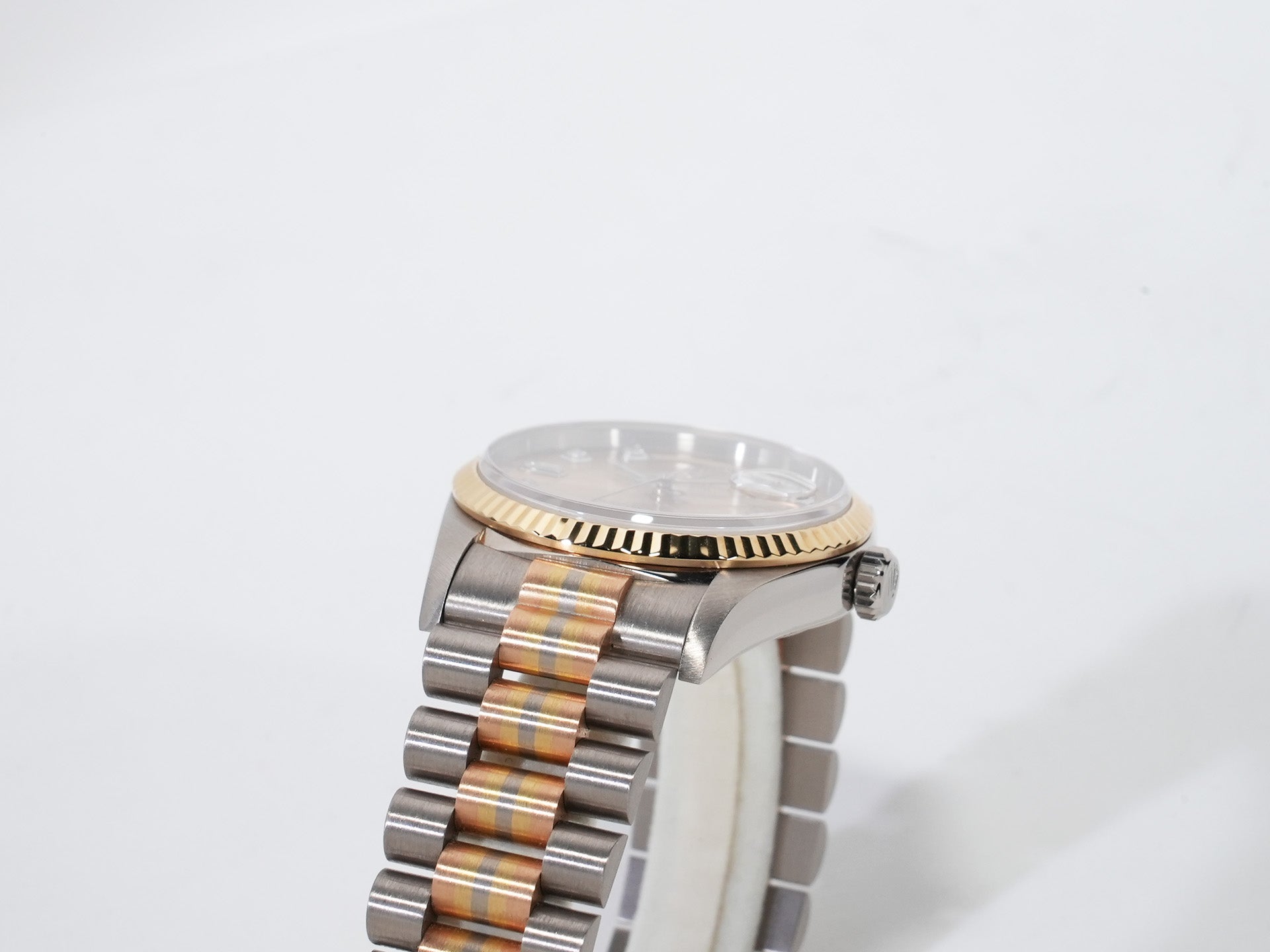 ロレックス デイデイト トリドール Ref.18239A BIC ホワイトゴールド/ピンクゴールド/イエローゴールド シャンパンx10Pダイヤ文字盤 中古 9cb5bwqx