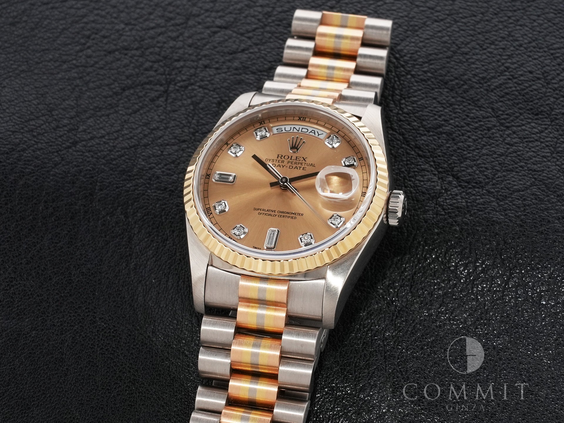 ロレックス デイデイト トリドール Ref.18239A BIC ホワイトゴールド/ピンクゴールド/イエローゴールド シャンパンx10Pダイヤ文字盤 中古 9cb5bwqx