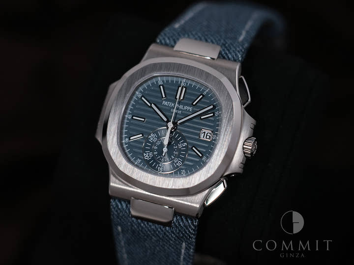 パテックフィリップ ノーチラス クロノグラフ Ref.5980/60G-001 ホワイトゴールド ブルーグレー オパーリン文字盤 極美品 ixi88quz