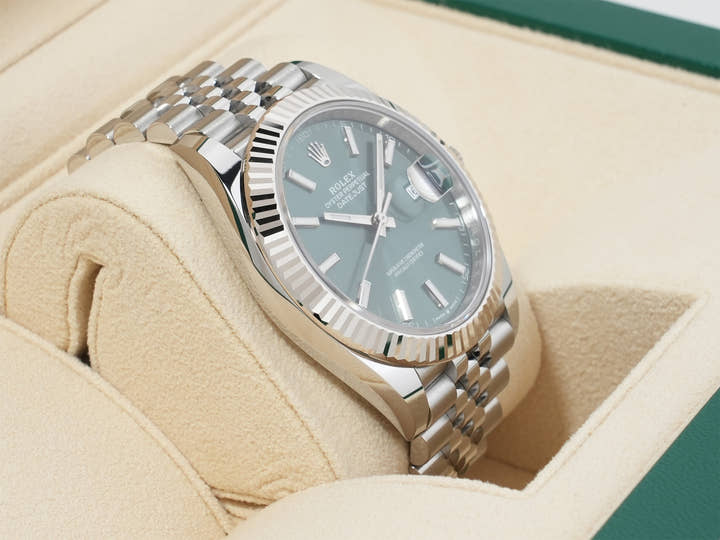 ロレックス デイトジャスト41 Ref.126334 ステンレススチール/ホワイトゴールド ミントグリーン文字盤 ジュビリーブレスレット 未使用 fo5v8ybz