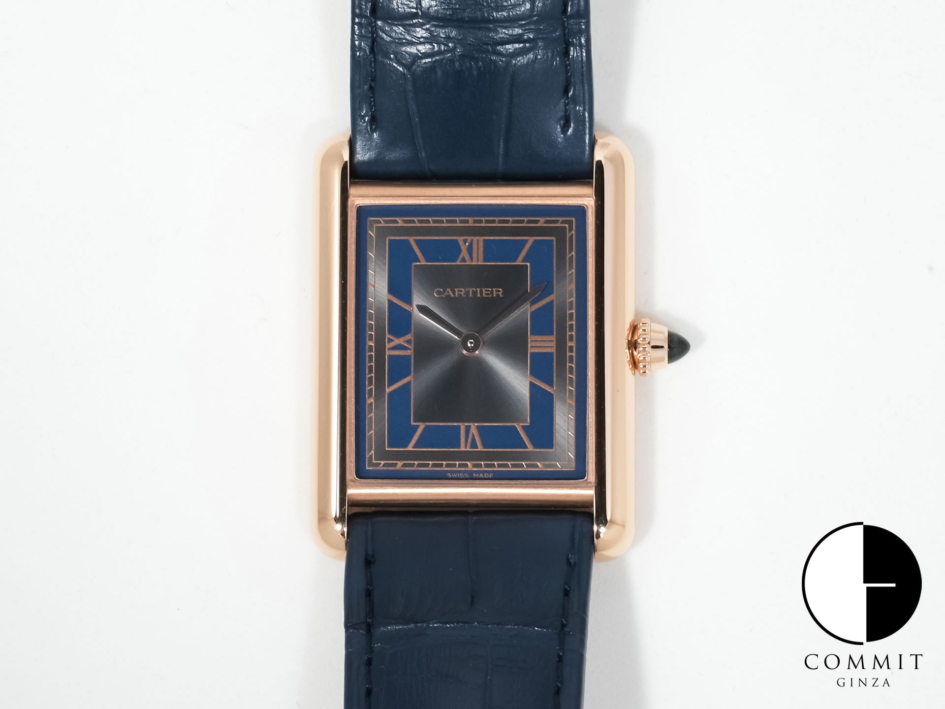 カルティエ タンク ルイ カルティエ LM Ref.WGTA0058 ローズゴールド グレー×ブルー文字盤 中古 tebfn8eo